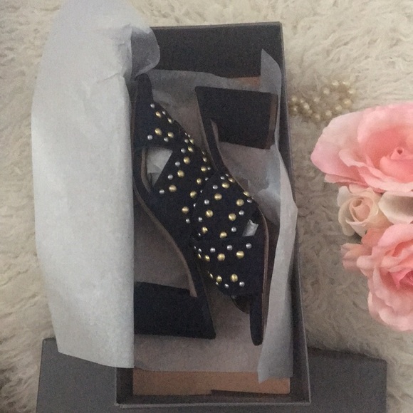 NIB • ANN TAYLOR Mariah Suede Open Toe Stud Mule - Picture 12 of 13